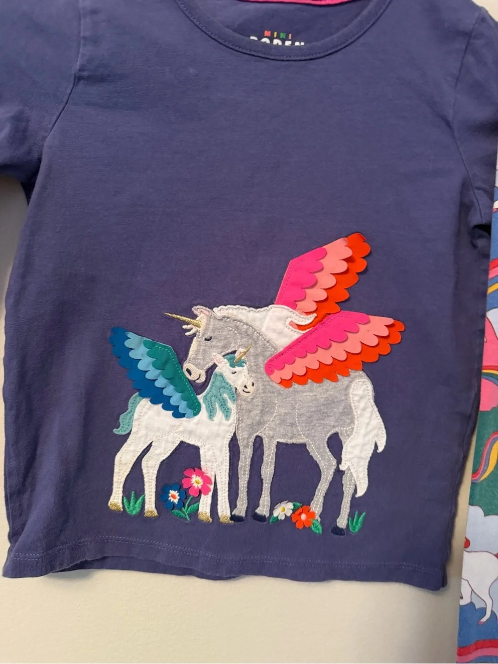 Mini Boden Navy Unicorn shirt with Matching Leggings